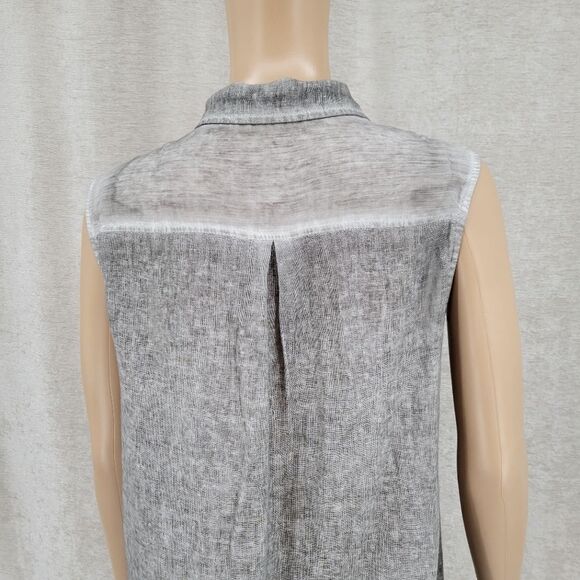 ii Sisters Gray Button Down Sleeveless Blouse Mesh Contrast Women's Size Medium - Picture 7 of 14